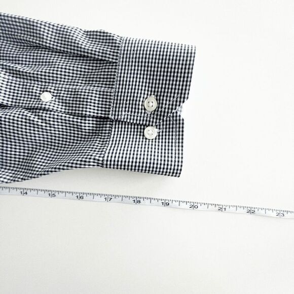Nautica Mens Dress Shirt Gingham Button Down Long Sleeve Black White Size 17.5 - Picture 7 of 9